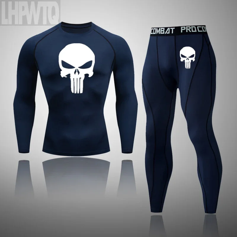 

Men's Outdoor Sports Thermal Underwear Sets Men's Cycling Jersey Superhero Thermal Underwear Long Sports Skull Running Clothing