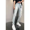 New Korean Luxury Clothing High Quality Jeans for Men Fashion Slim Fit Pencil Pants with Holes Summer Casual Denim Trousers Male 4
