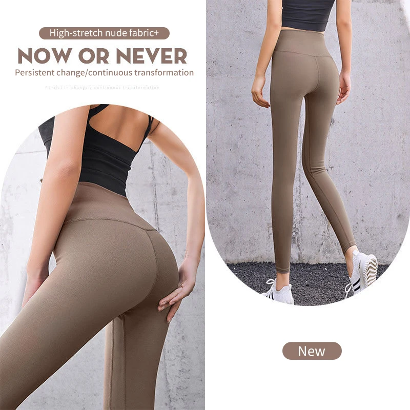 Yoga Pants Women's Naked Peach Summer High Waist Elastic Hip-lifting Running Fitness Bottoming Tight Sports Trousers Leggings