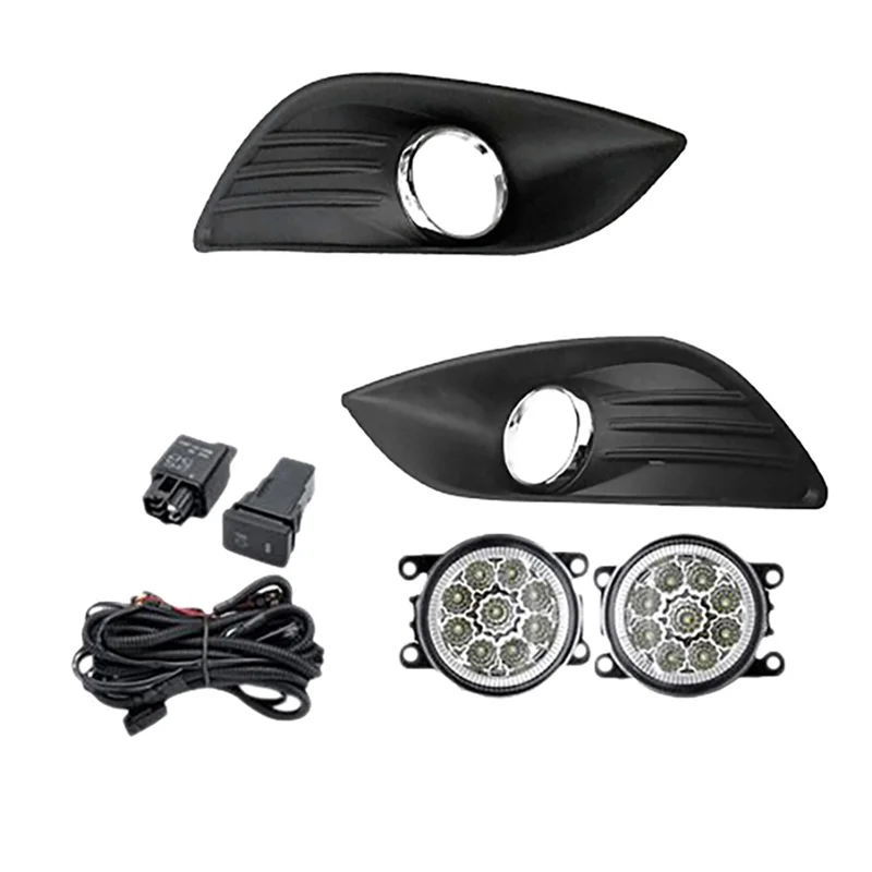 

LED Fog Light Headlight Fog Lamp Cover Grille Bezel Harness Switch Kit for Ford Focus MK2 2009-2011