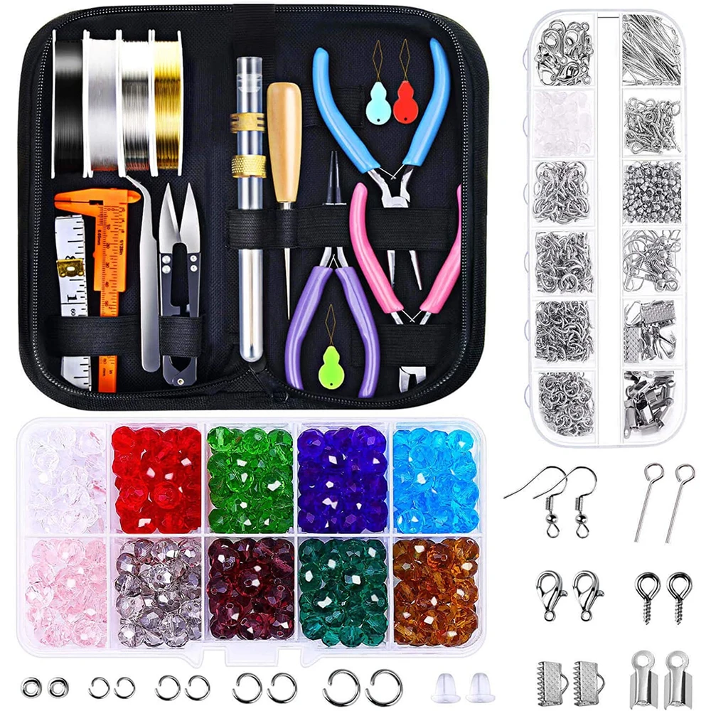

Jewelry Making Tool Kits Pliers Set with Earring Hooks Lobster Clasps Beads Jewelry Making Accessories for Bracelet Necklace