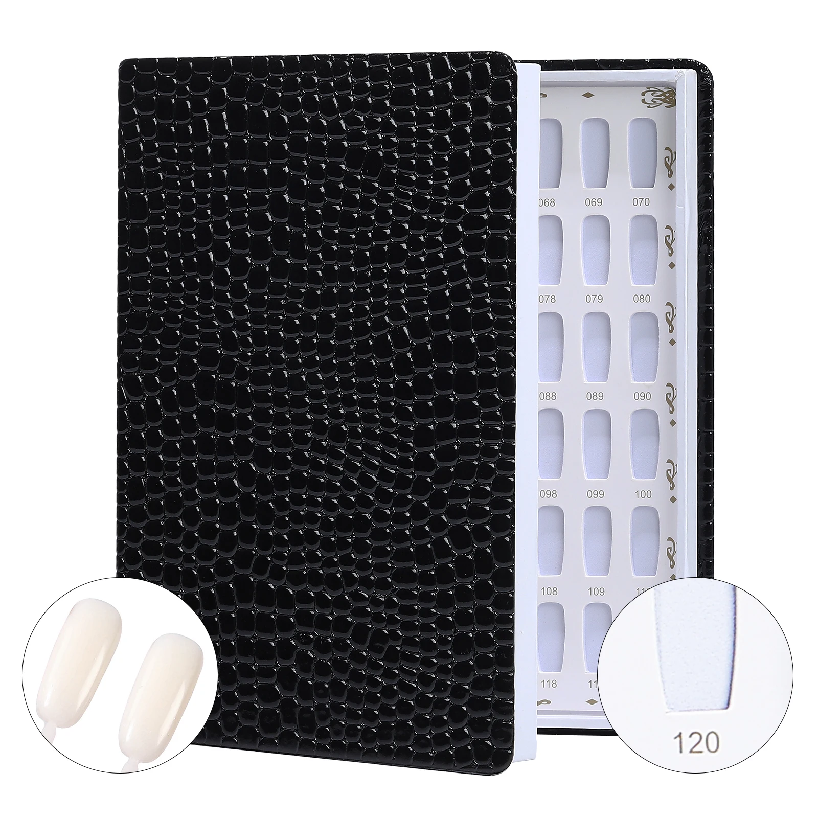 Leather-Covered Nail Display Book with Gel Polish Swatch Chart