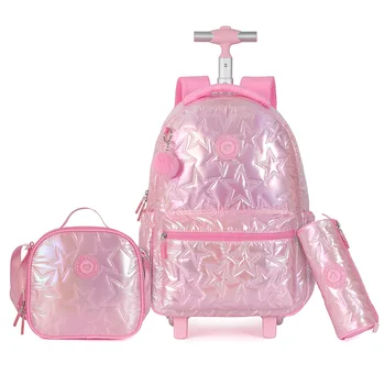3pcs/Set Children Rolling Luggage Backpack For Teenagers Girls Travel Trolley School Bags With Wheels Students Wheeled Backpack 1