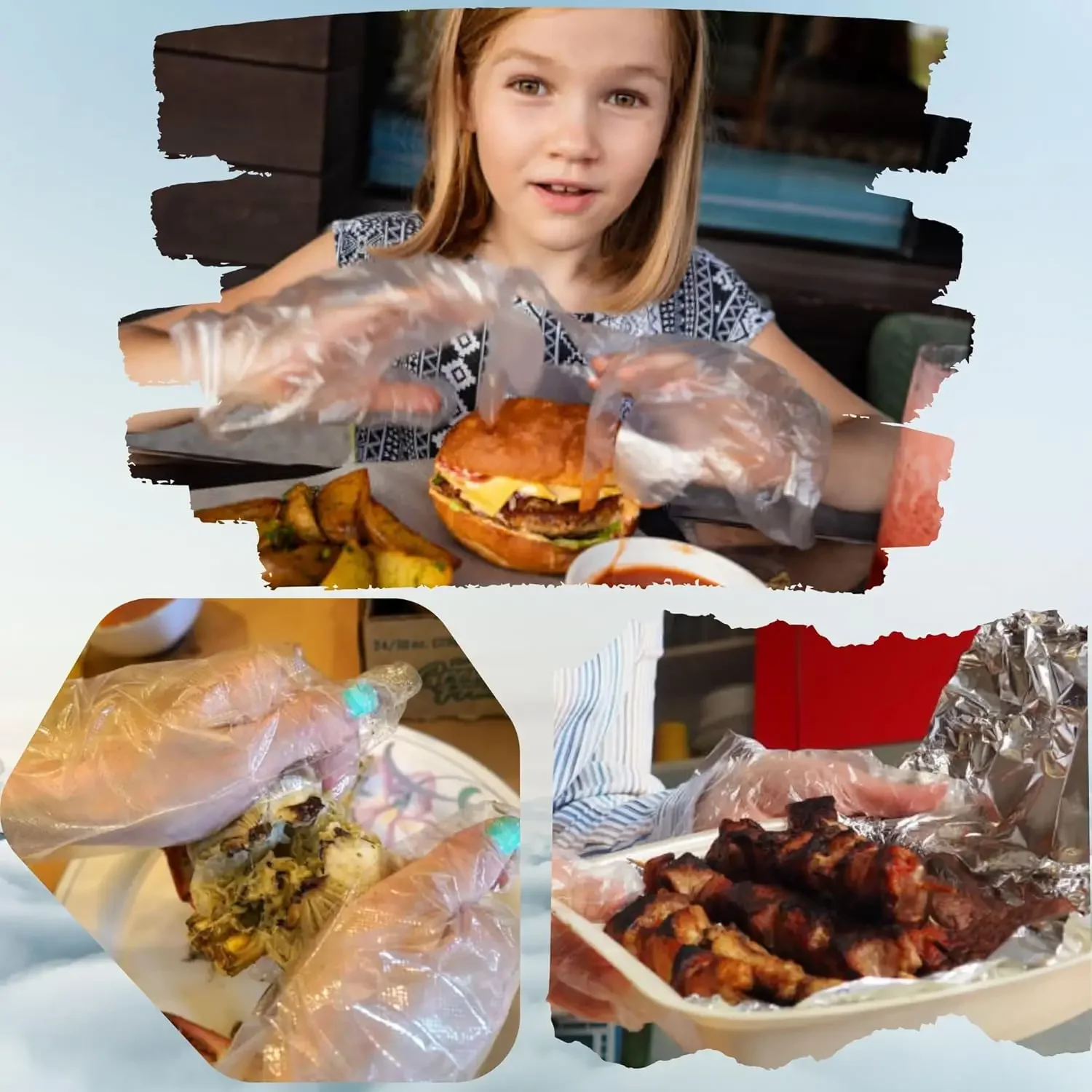 50 Pair Disposable Gloves Individually Wrapped Dining Gloves Clear Prep Service for Kitchen Cooking Outdoor Travel Picnic