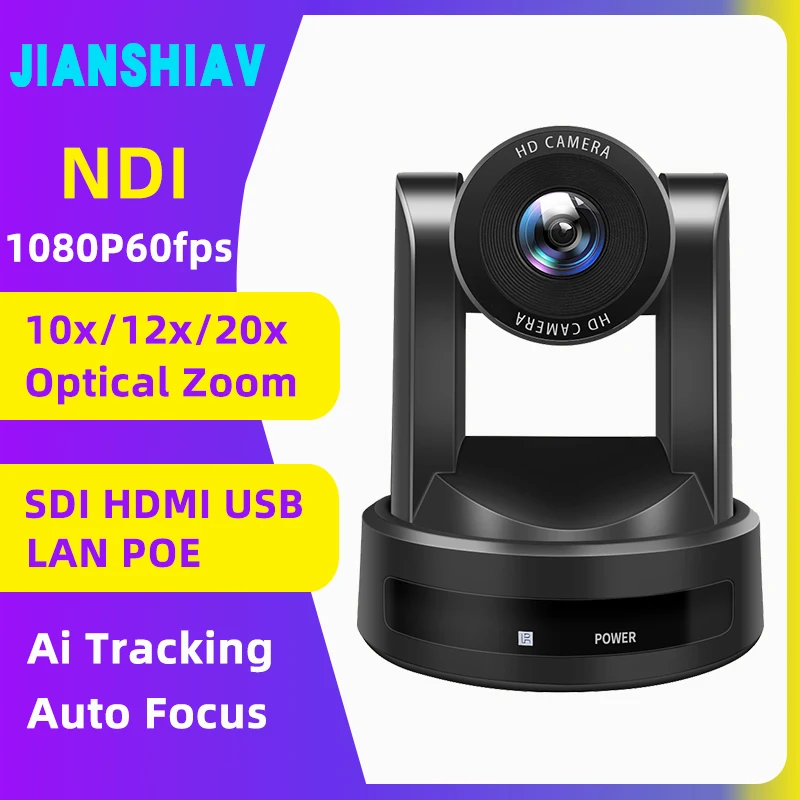 풀 ptz 1080P NDI 회의 카메라, IP 라이브 스트리밍, HDMI, USB, POE, SDI, 10X, 12X, 20X 줌, AI 교회 비즈니스 미팅