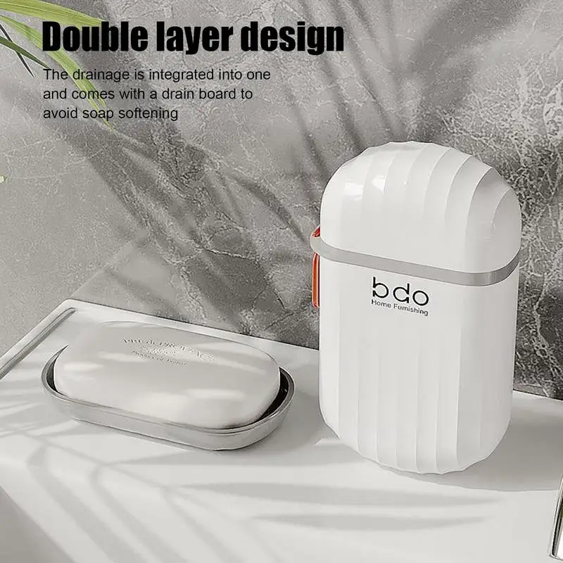 

Travel Soap Dish Portable Soap Container With Draining Design Leakproof Plastic Soap Box For Gym Bathroom Camping Hiking Vacatio