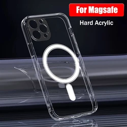 Crystal Clear Glossy Hard Acrylic Magnetic Phone Case with Wireless Charging Capability for iPhone 16 Pro (Clear)