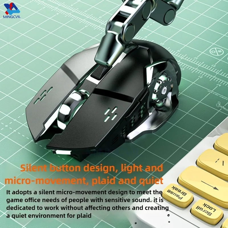MINGCVIL Rechargeable Wireless Gaming Mouse Bluetooth USB Backlight