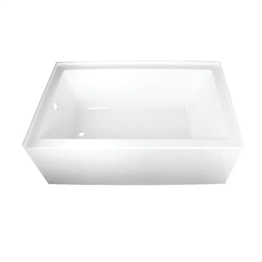 60" Acrylic Alcove Tub Left Hand Drain White Fiberglass Resin Reinforced 60.85 Gallon Capacity Wall Mount Filler Ready Ergonomic 2