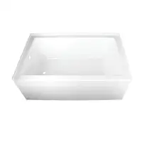 60" Acrylic Alcove Tub Left Hand Drain White Fiberglass Resin Reinforced 60.85 Gallon Capacity Wall Mount Filler Ready Ergonomic 2