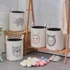 Round Laundry Hamper Fabric Cartoon Lion Rabbit Elephant Bear Storage Basket for Kids Home Bedroom Nursery Clothes Toy Container 6