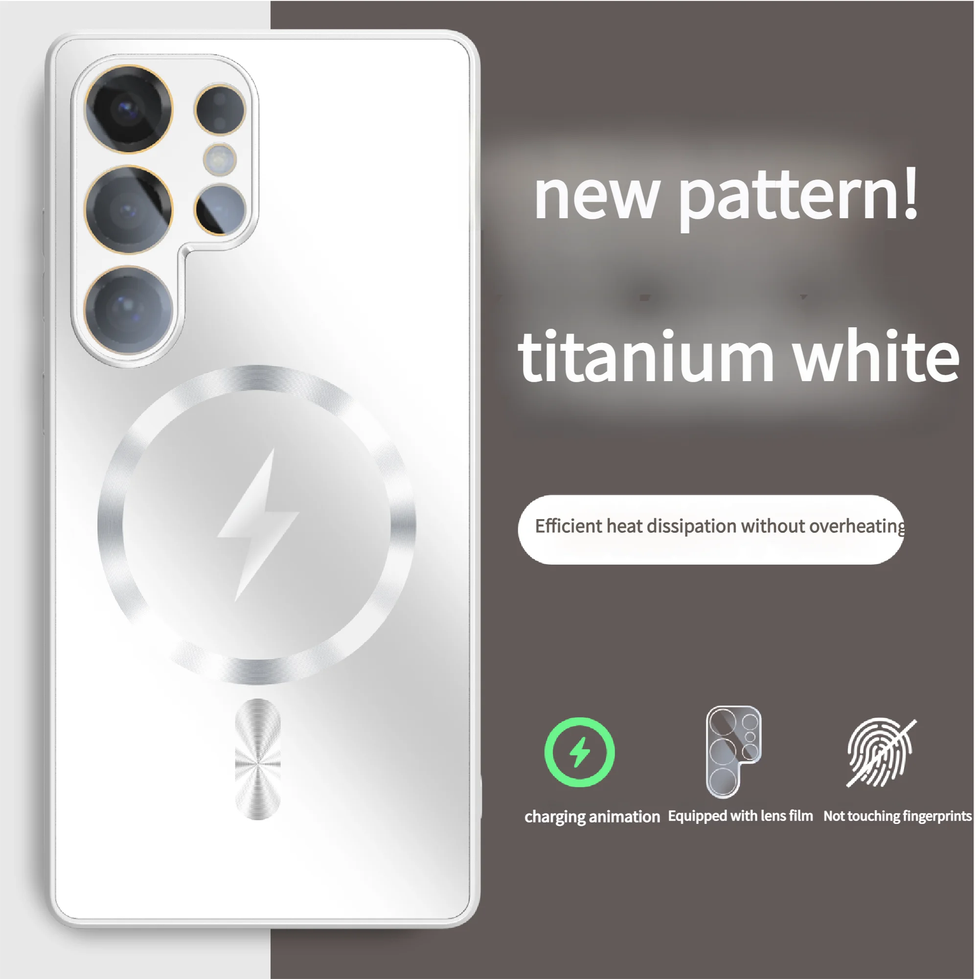 Ultra Thin Matte Magnetic Wireless Charging Case with Glass Lens Protection - Shockproof Cover