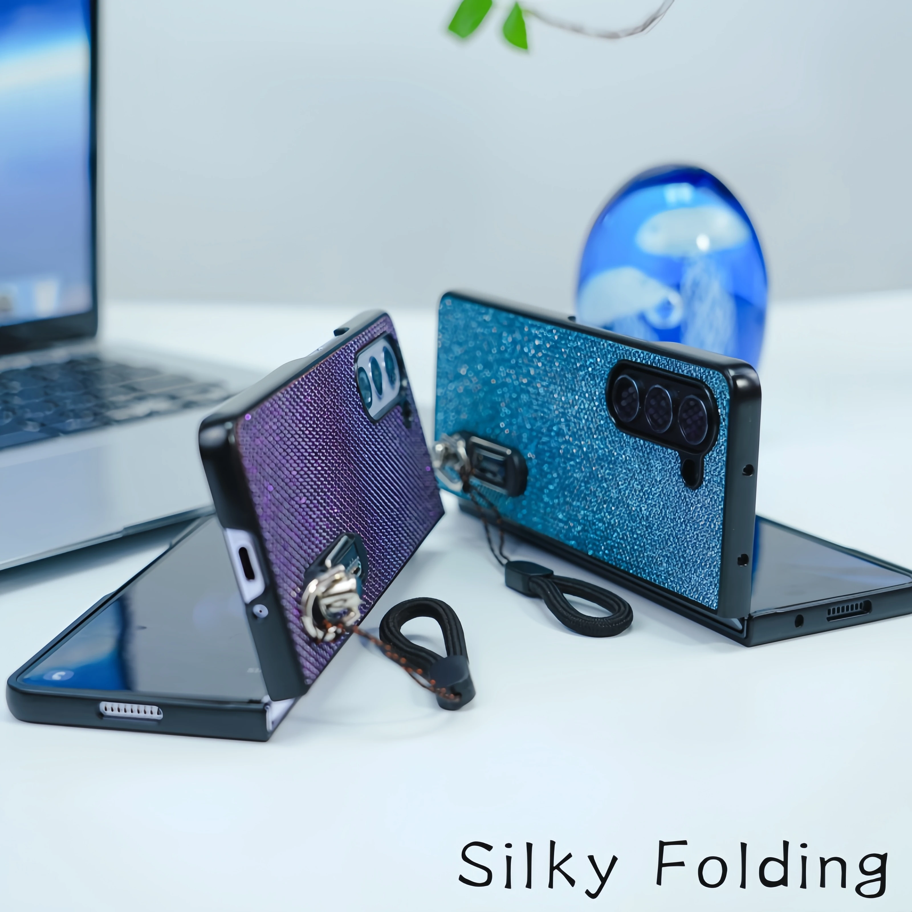 For Samsung Galaxy Fold 3 4 5 6 Luxury Wrist Hard Shell Plastic Shockproof Strap Bracket Phone Case Cover_voghion.com