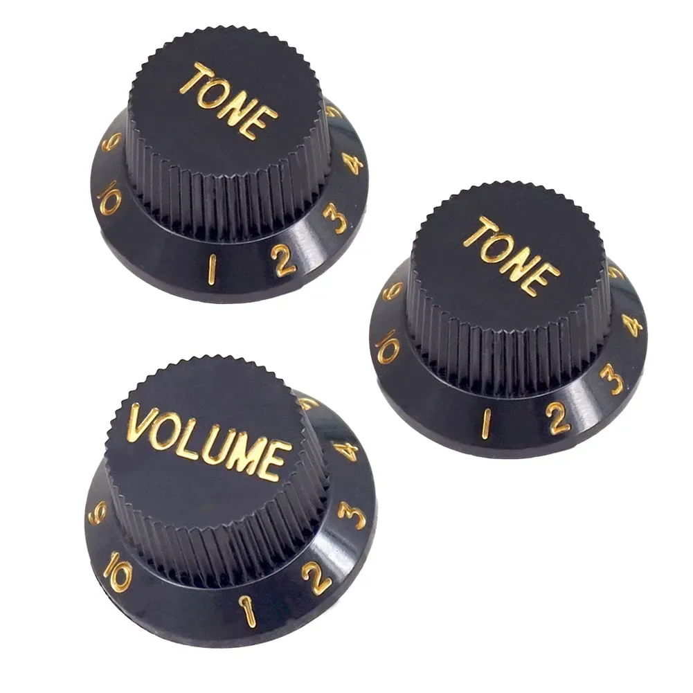 Boutons De Commande Pour Guitare Style ST (Stratocaster) - Lot Volume + Tonalité + Whammy - Noirs/jaunes/blancs
