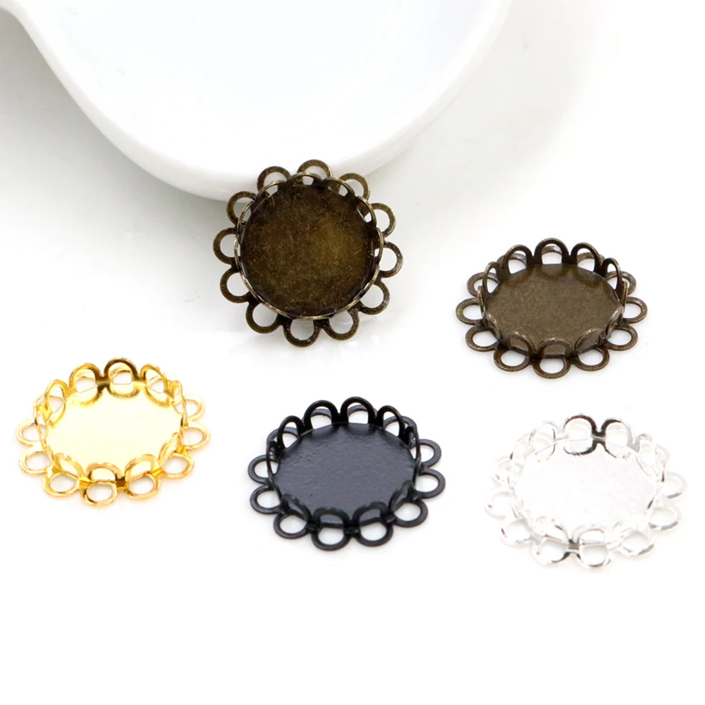 Castone pendente fondo piatto per cabochon 25 mm Argento 925 - Perles & Co