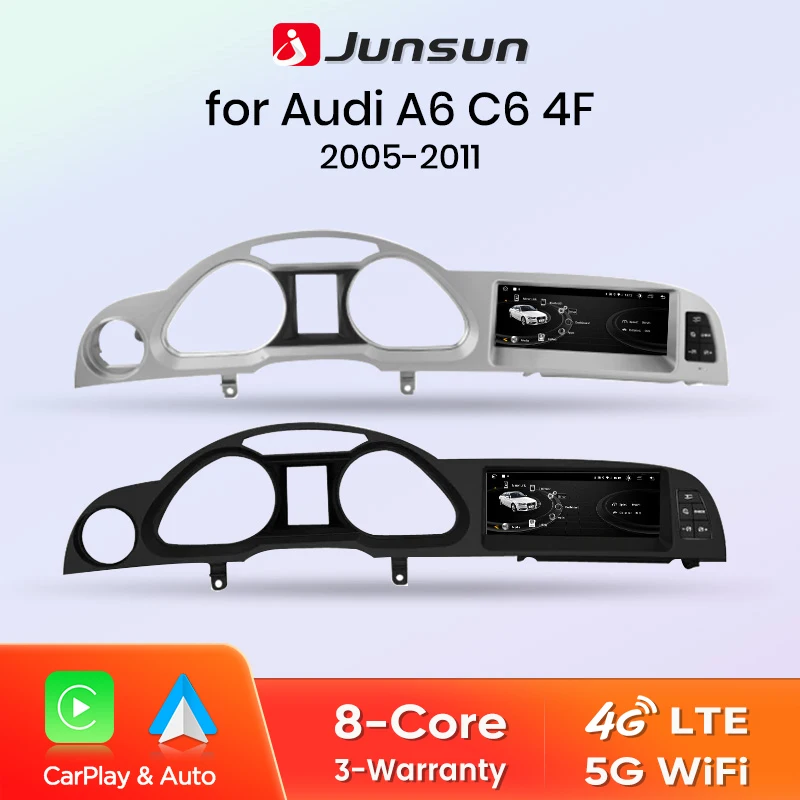 Junsun 8,8 pulgadas inalámbrico CarPlay Andorid Auto Radio Multimedia para Audi A6 C6 4F 2005-2011 MMI 2G 3G GPS navegación estéreo 1