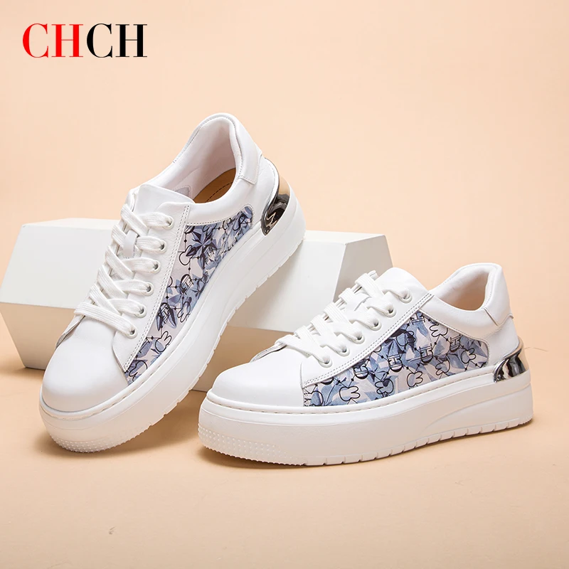 CHCH Women's Casual Shoes Printing Blue White Porcelain Color Matching