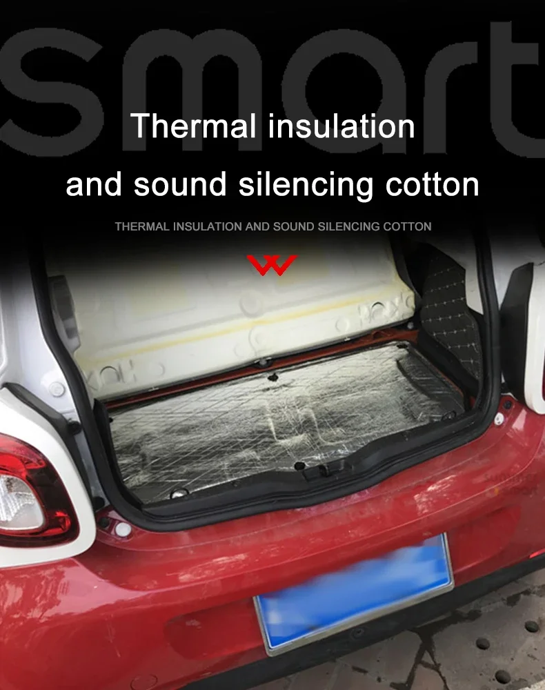 Kofferraummatte aus Aluminiumfolie für Benz Smart Fortwo 451 2009–2014 – Teppicheinlage mit Wärme- und Geräuschdämmung – Detail 1