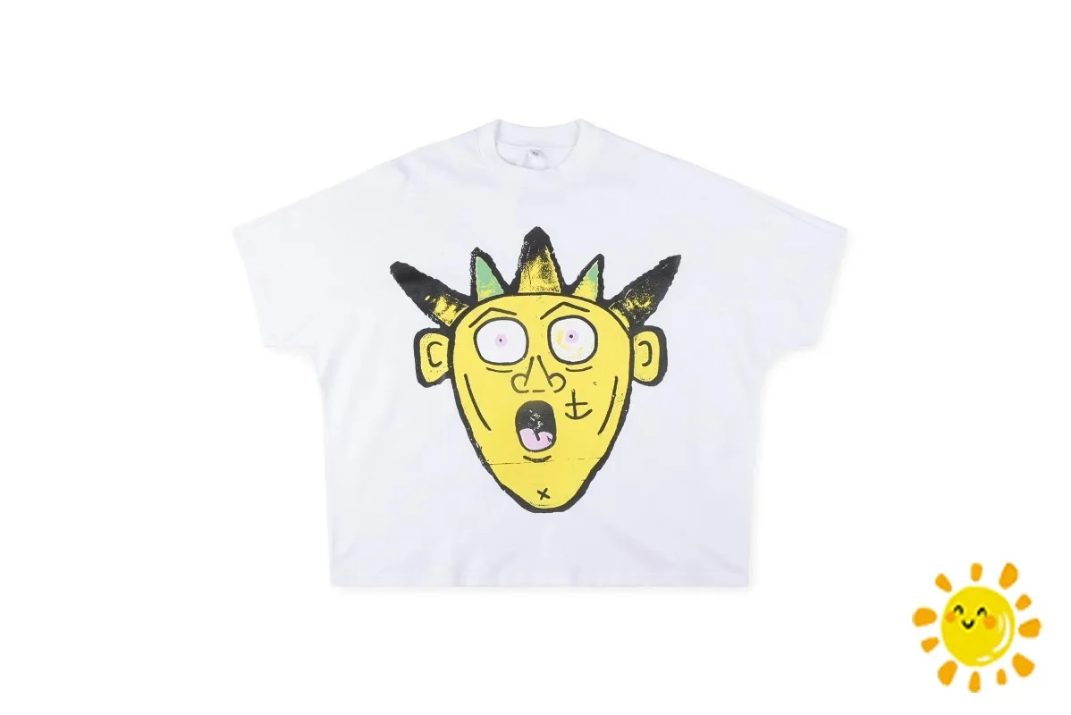 

24SS Oversize Blutosatire Wimpy Kid T-Shirt Men Women Yellow Cartoon Monster Print Top Tees T Shirt