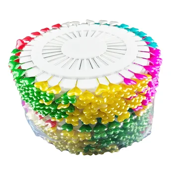 DIY 하트 헤드 양재 핀 라운드 진주 헤드 핀 장식 바느질 핀, 4 바퀴 색상 모듬 핀휠 바늘, 120 개