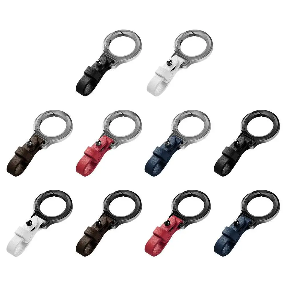 

Titanium Alloy Cowhide Leather Keychain Car Key Holder Portable Waist Belt Buckle Durable Small Key Rings For Men Women Gift