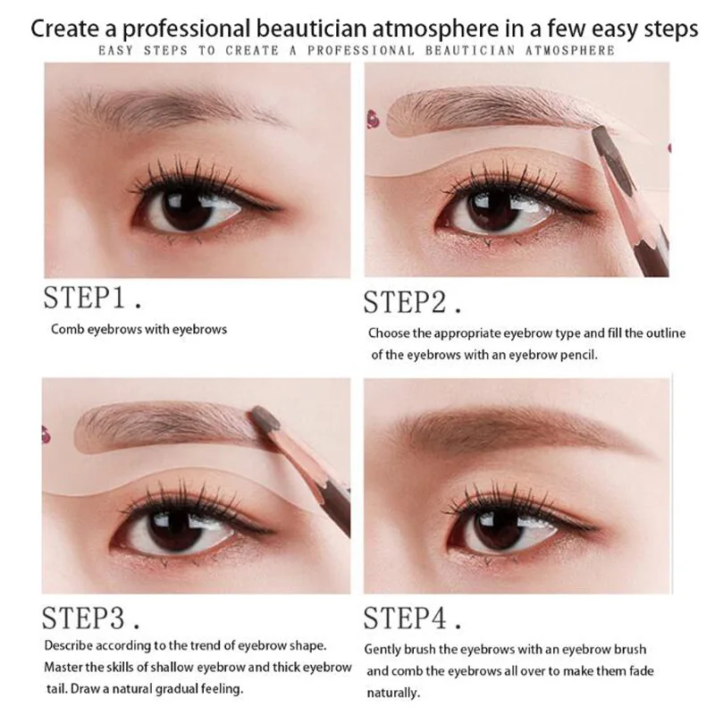 Makeup Tools Eyebrow Stencil Tool Eye Makeup Tools 10Pcs/Set Eyebrow Stamp Stencil Kit Eyebrow Stencils Template Shaper Kit Makeup Tool for Women