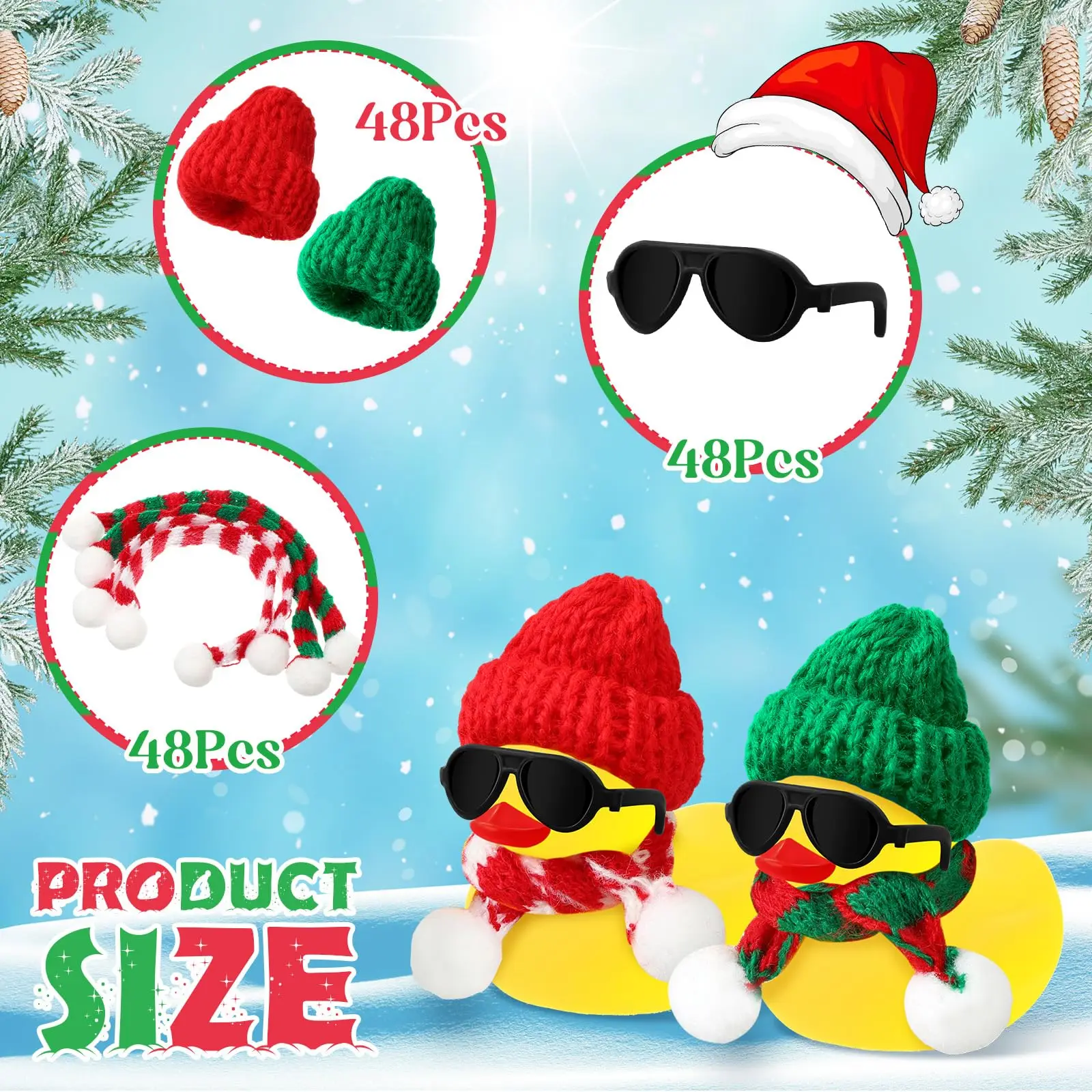 12/24/48 Set Christmas Rubber Ducks Showers Accessories Jeep Toys for Kids Christmas Party Favors 3