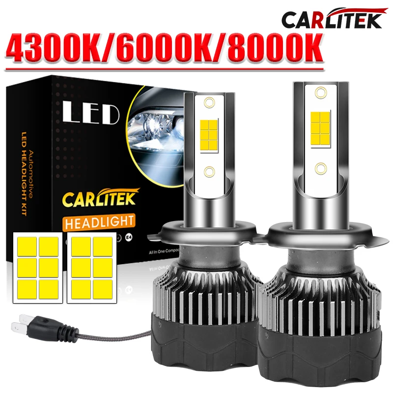 CARLITEK LED Headlight Bulbs H7 H1 H4 H8, Super Bright 4300K 6000K 8000K Car Fog Lamps H9 H11 9005 HB3 9006 HB4 9012 HIR2