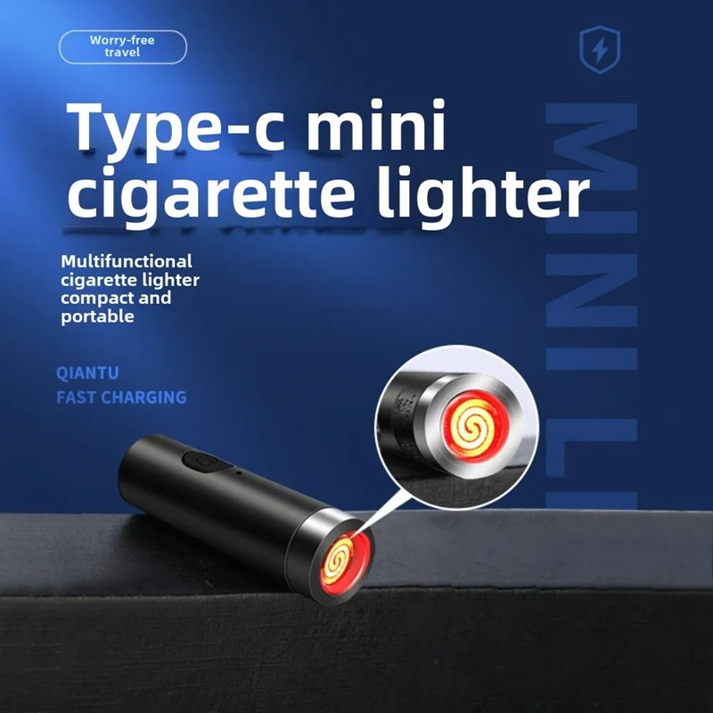 Mini Cigarette Lighter TypeC Plug-in Lighter Windproof Outdoor Cigarette Lighter Car Cigarette Lighter Ignition without Charging