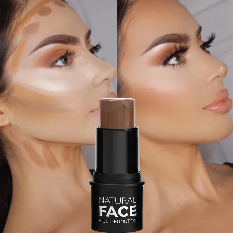 하이라이터 스틱 실키 텍스처 얼굴 윤곽 스틱, 내추럴 일루미네이트 메이크업 브론저 하이라이터, 섀도우 블러쉬 화장품, 6 가지 색상 