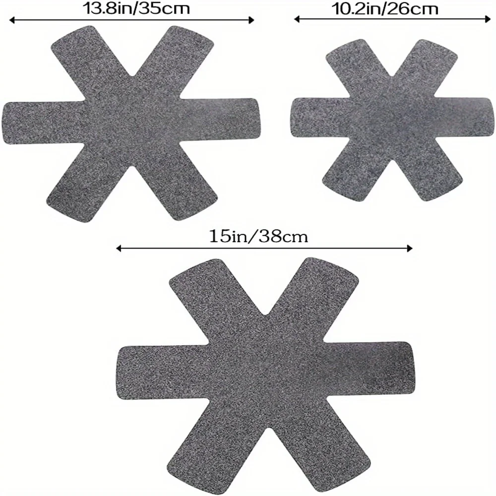 12 Piece Pot Protector Set (3 Sizes) - Stackable Pans Bowls Frying Pans & Glassware Mats PS Material Kitchen Tools