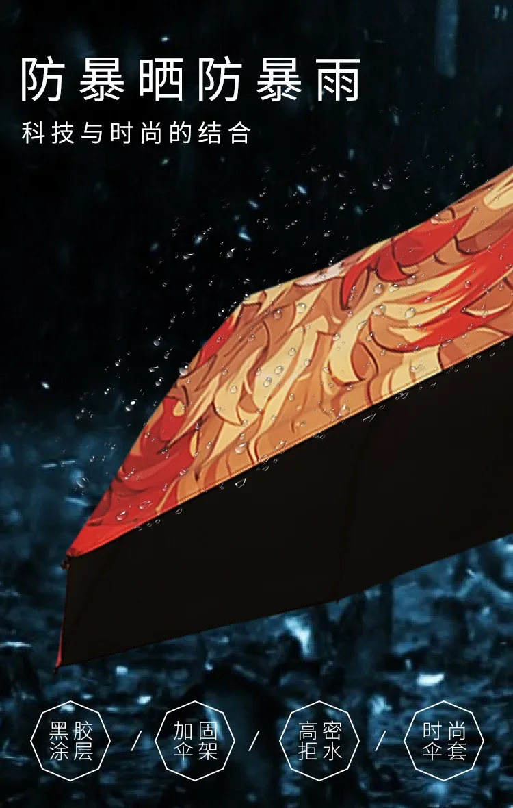 Description Picture 3 of itemAnime Demon Slayer Umbrella 8-Ribs Sun Rain Umbrella Tanjirou Zenitsu Yoriichi Giyuu Folding Nichirin Sword Umbrellas Kids Gift