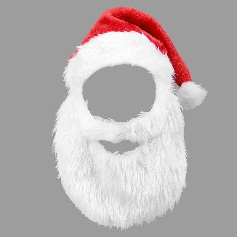 Ho Ho Ho! Spread Christmas Cheer with Santa Claus Beard and Hat Set-Red-28x65cm
