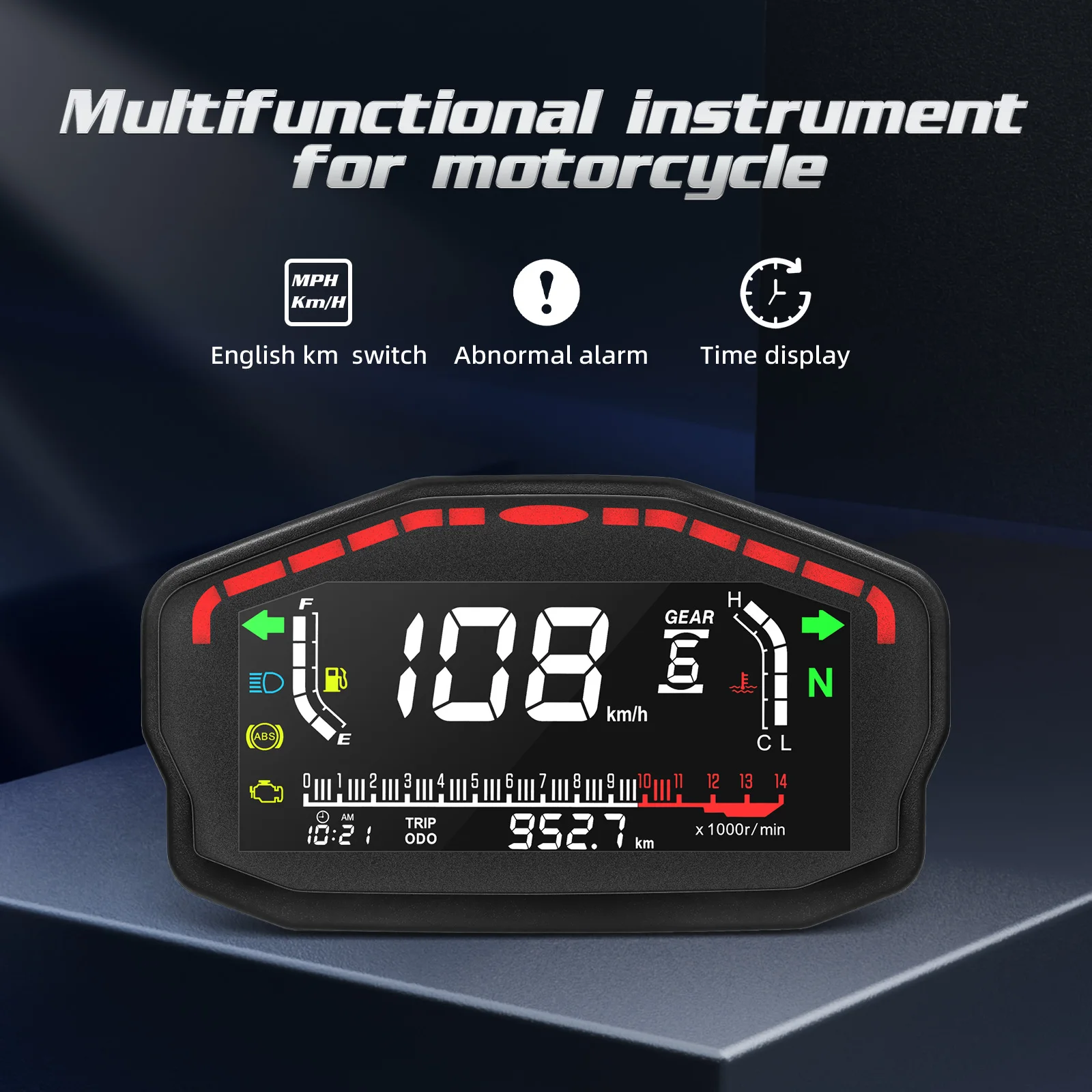 Motorcycle Speedometer Digital Board Dash Universal For 1 2 4 Cylinders Motorbike 0-14000r/min Odometer Gauge Gear Adjustable