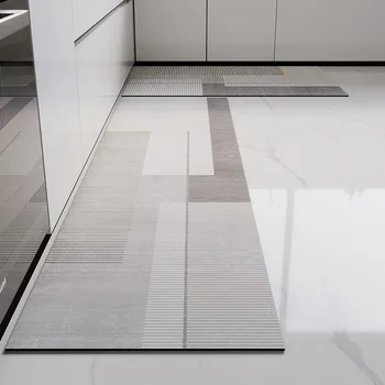 Tappeto per cucina Tappetino Runner Tappeto lungo Tappetini in pelle impermeabile in PVC Tappeti antiscivolo Tappeti grigi per la casa  1