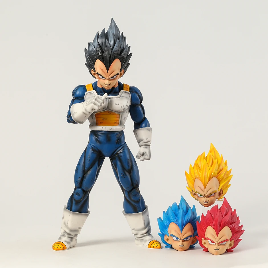 

41cm Dragon Ball Super Saiyan Vegeta with Three Replaceable Heads Figure Figuine Model Statue Decoration PVC Toy