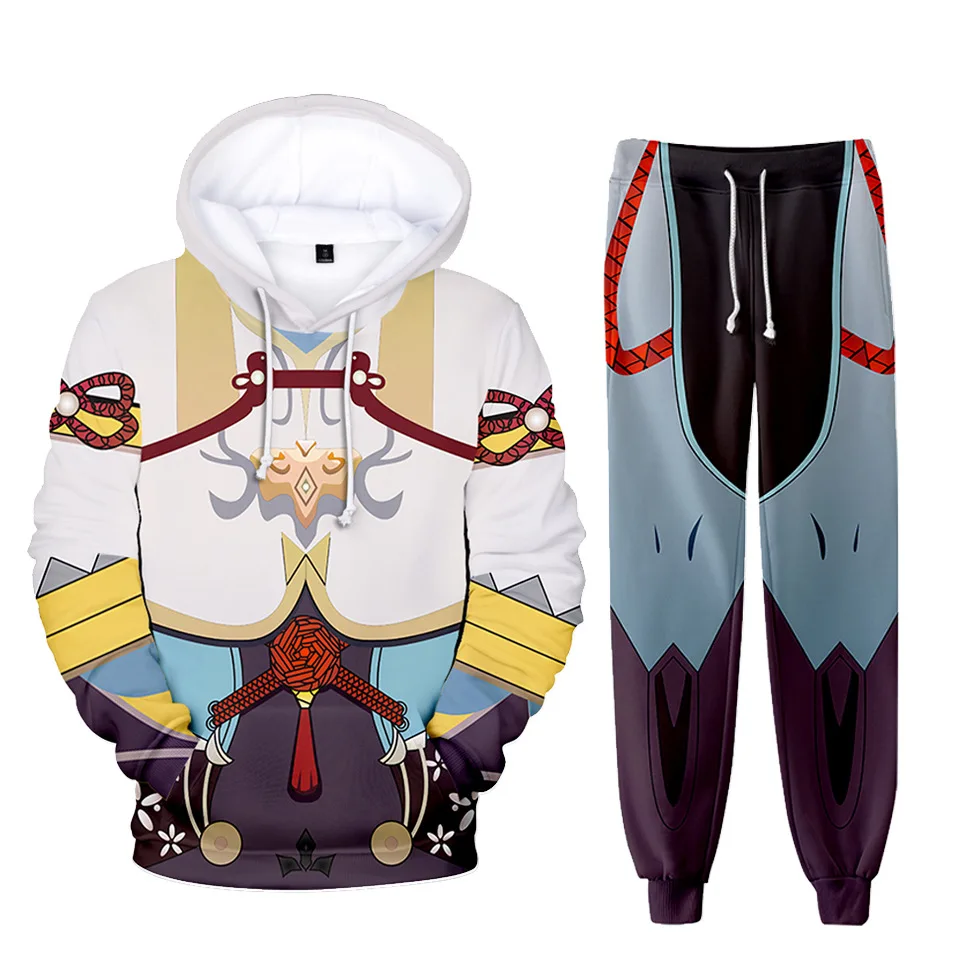 

Genshin Impact Cosplay Zhongli Tartaglia Hutao Kaeya Alberch Albedo Diluc Tracksuit Men Sets Winter Hoodies Pants 2 Piece Set