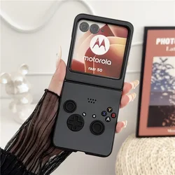 3D Retro Handheld Game Console Phone Case with Key Protection - moto razr50Ultra (Grey)