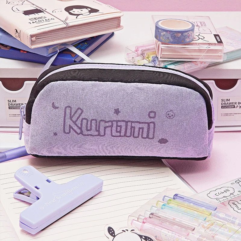 Sanrio Kuromi Anime Pencil Case Children Study Girls Stationery Box Cartoon Women Bags Coin Purse Kid Christmas Gifts anime pencil case