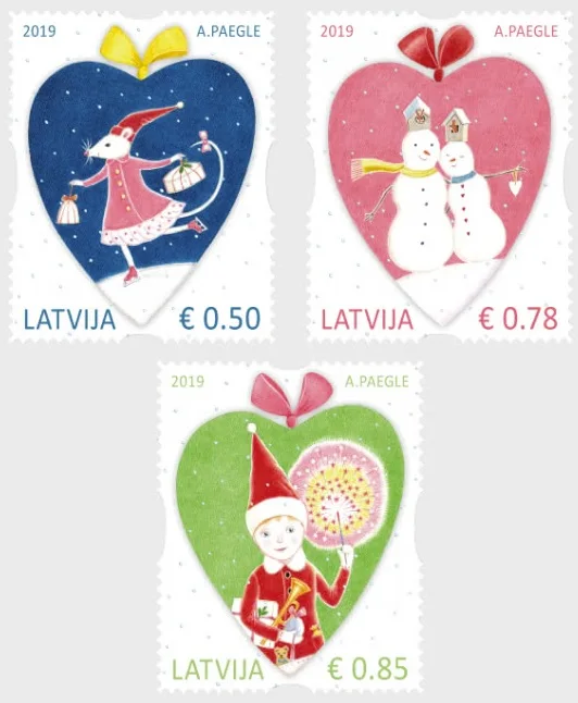 

3 шт., штамп почты Латвии, 2019, Рождественский штамп, настоящий оригинал, коллекция хорошего состояния, коллекция штампов