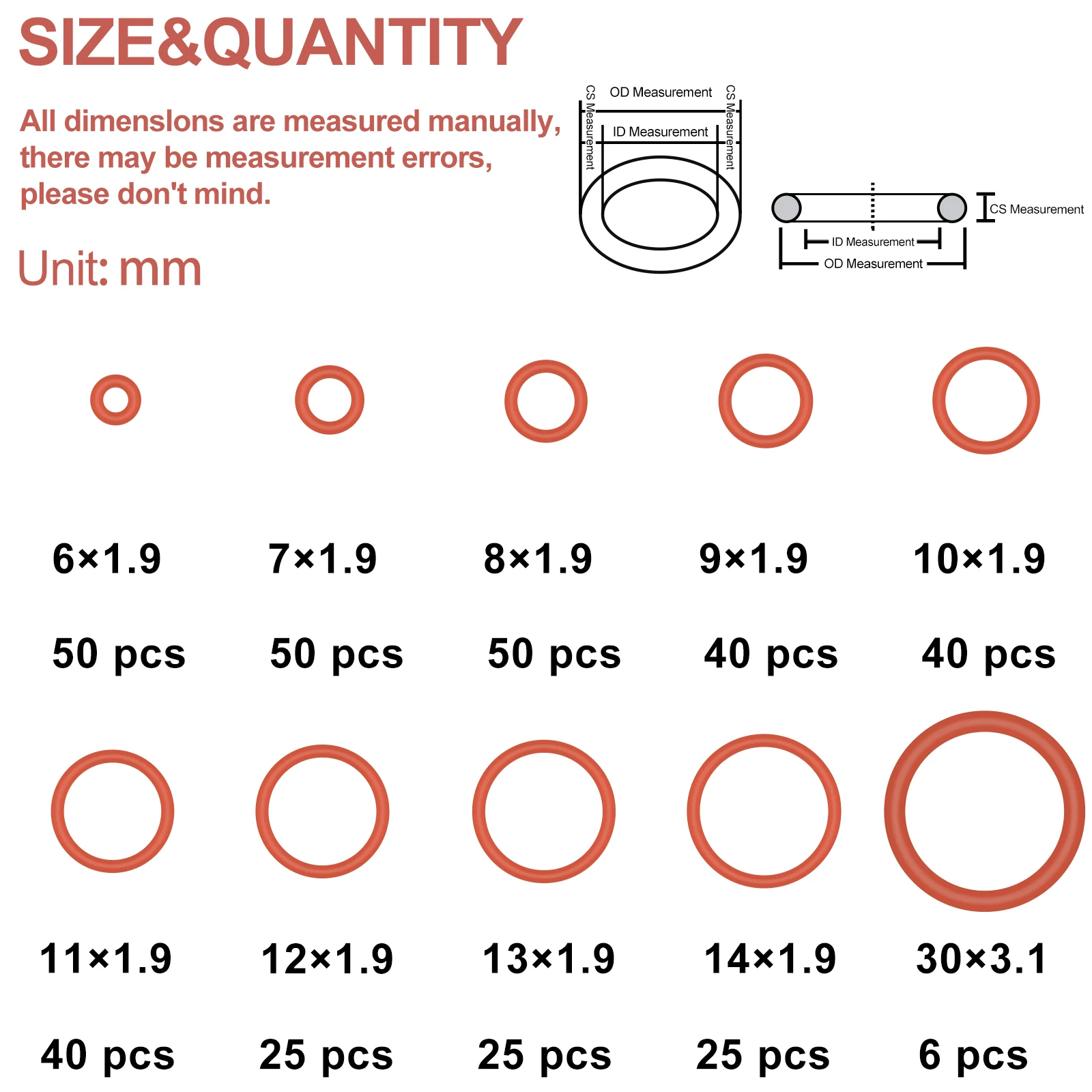 WELLHOME 351PCS Silicone O-Ring-Resist Oil and Heat Round Rubber Assortment Set for Auto, Plumbing and Faucet, 10 Different