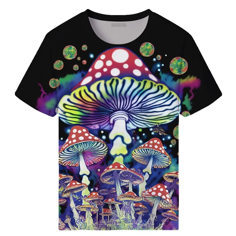 

Футболка мужская оверсайз с коротким рукавом и принтом в виде грибов