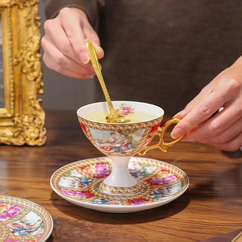 Secret Garden Coffee Cup Set Laday Cup Saucer Set Bone China Tea Teacup Coffeeware Teaware Home Kitchenware