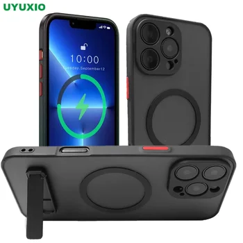 UYUXIO Magnetic Mobile Phone Case with Stand for iPhone 16 Pro Max 15 14 Plus 13 12 Mini 11 Translucent Cover with Kickstand 1