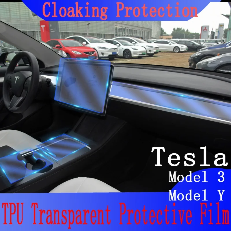 

Для Tesla Model Y mode 3 внутренняя центральная консоль пневматическая панель рулевого колеса ТПУ Прозрачная защитная пленка против царапин