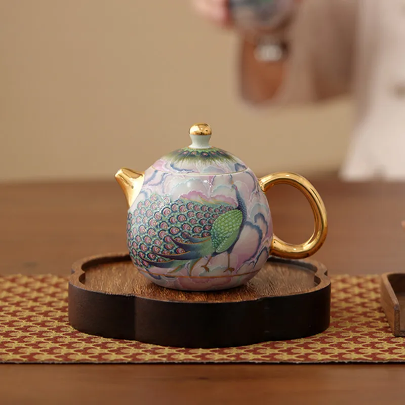 Exquisite Ceramic Tea Pot Ball Hole Filter Dragon Egg Teapot Home Beauty Tea Infuser High-end Ceramic Tea Set with Gift Box