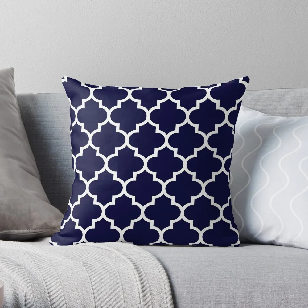 

Navy Blue Quatrefoil Pattern Throw Pillow Pillow Case Sofa Cushions Covers