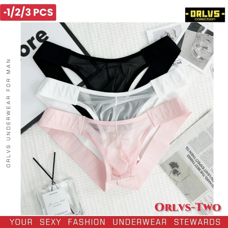 1/2/3PCS New Transparent Man Underwear Thong Nylon Sexy Low Waist Comfortable Fashionable Chinese Style Embossed Belt Underpants_voghion.com