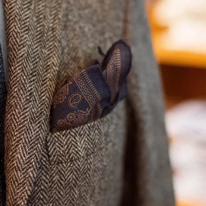 Men's Suit Herringbone Blazer Prom Tuxedos Wool Tweed Single Breasted Formal Bussiness/Wedding Jacket（Only Coat） - 5