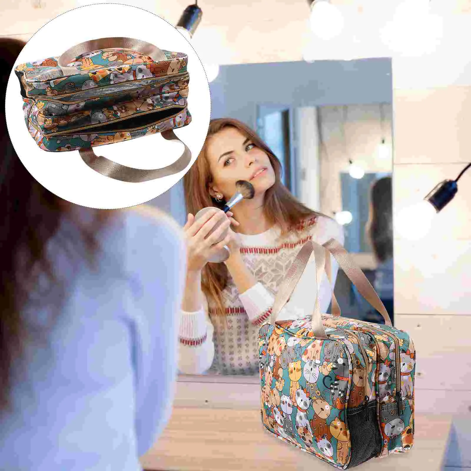 

Большая сумка, Детский комплект для макияжа, Мультяшные туалетные принадлежности, Полиуретановая сумка для ухода за кожей, для путешествий